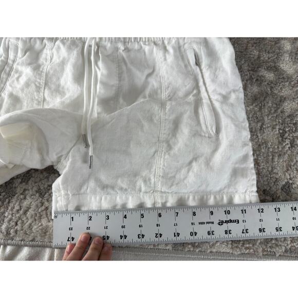 Athleta Size S Linen Athleisure Drawstring Casual Shorts White Pocket - Picture 5 of 9